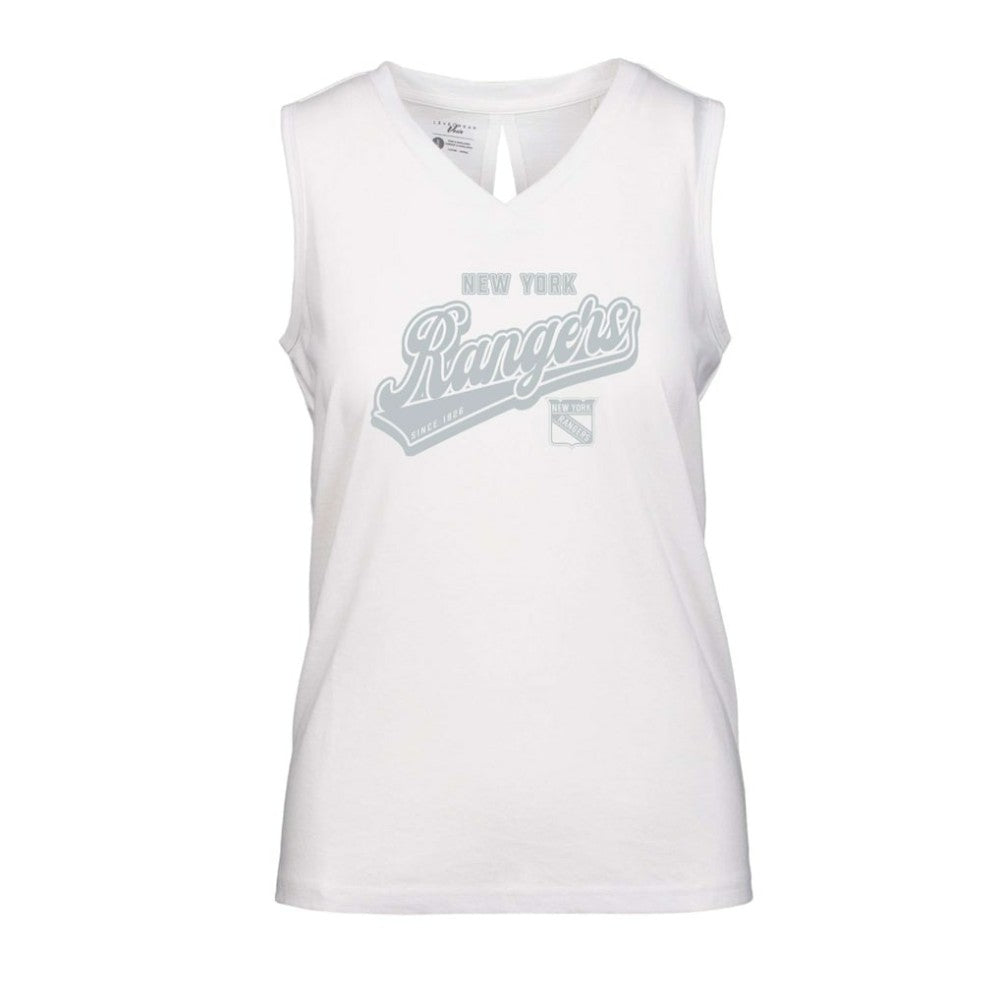 New York Rangers Levelwear Women's Paisley Sweep V-Neck Tank Top - White | NHL sale