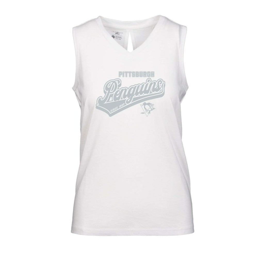 Pittsburgh Penguins Levelwear Women's Paisley Sweep V-Neck Tank Top - White | NHL near me