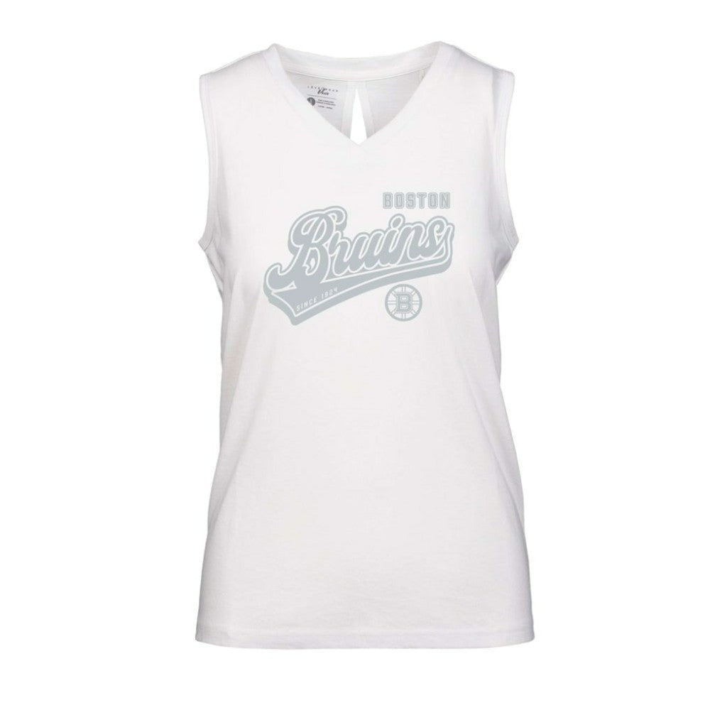 Boston Bruins Levelwear Women's Paisley Sweep V-Neck Tank Top - White | NHL near me