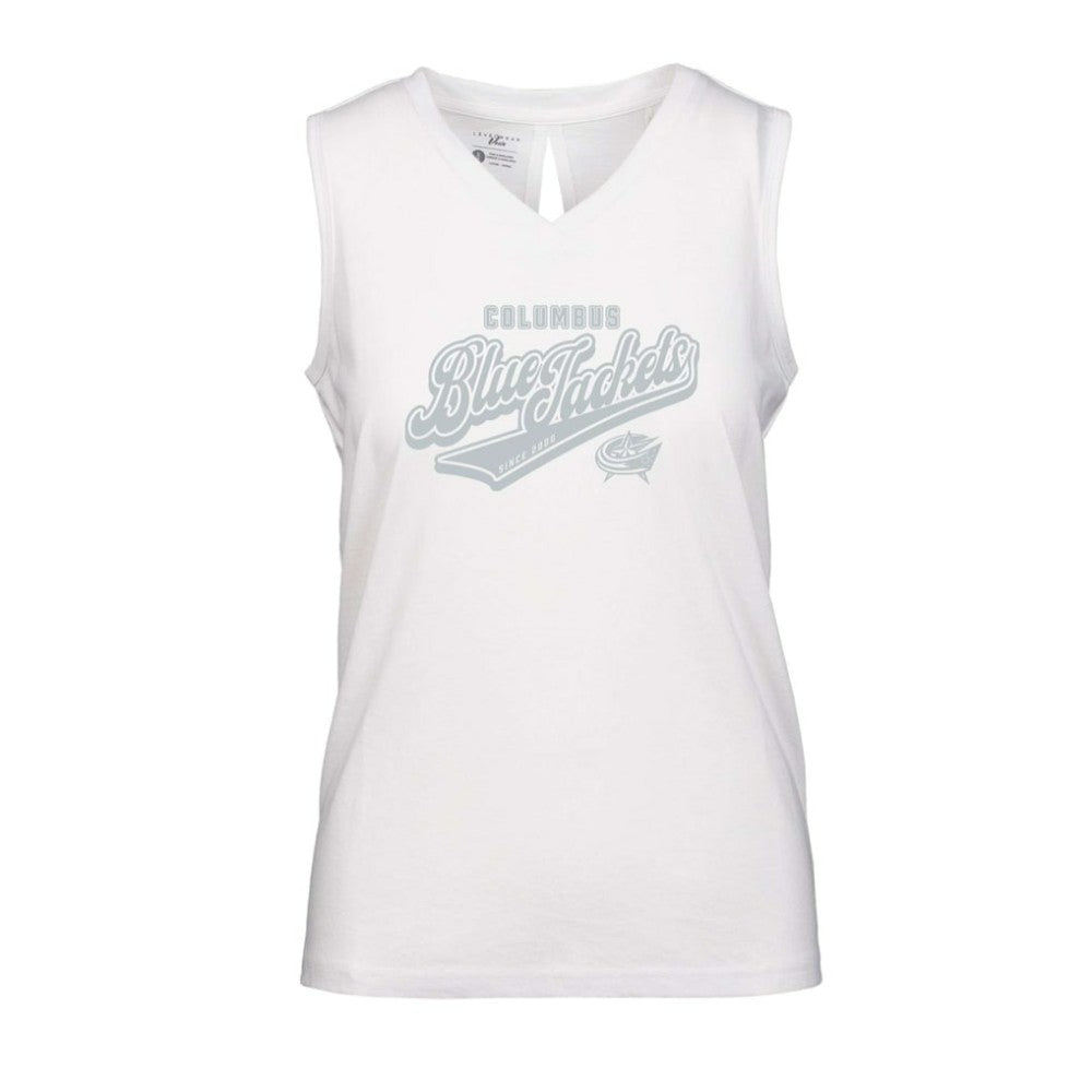 Columbus Blue Jackets Levelwear Women's Paisley Sweep V-Neck Tank Top - White | NHL Lifestyle