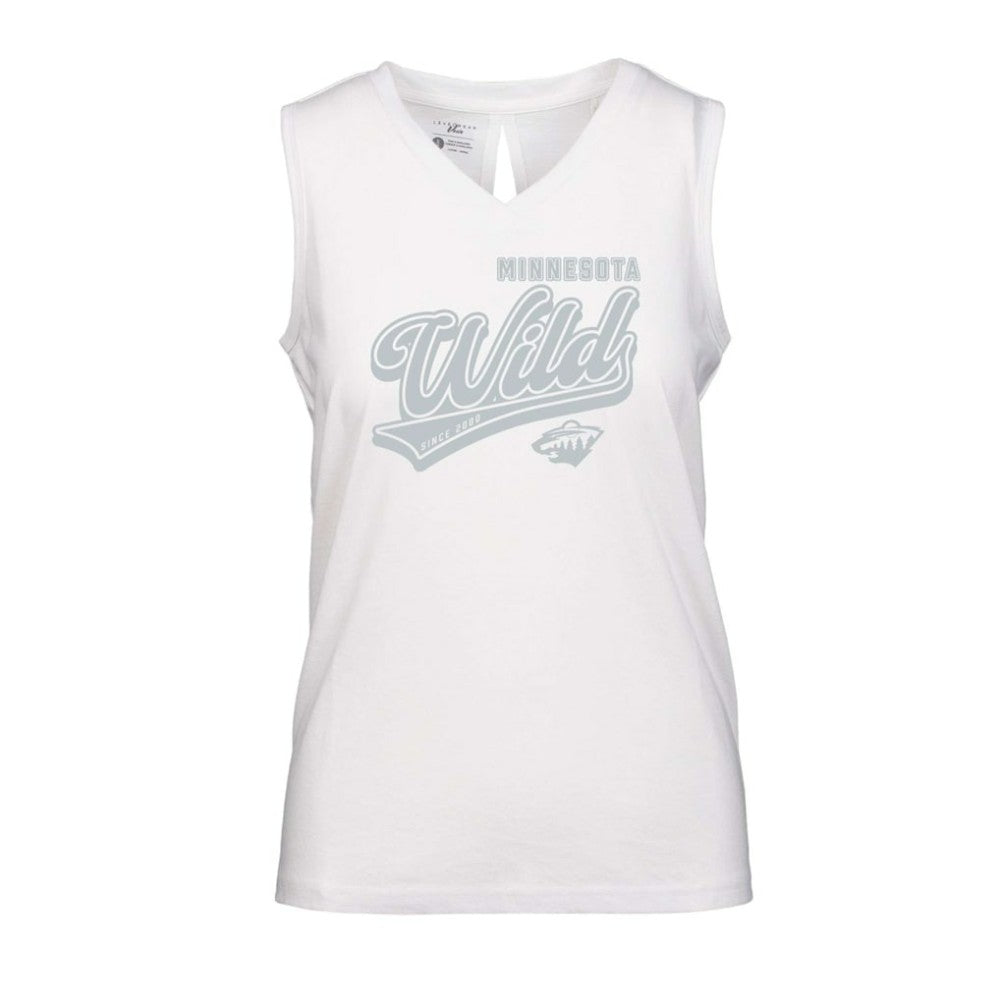Minnesota Wild Levelwear Women's Paisley Sweep V-Neck Tank Top - White | NHL Clearance