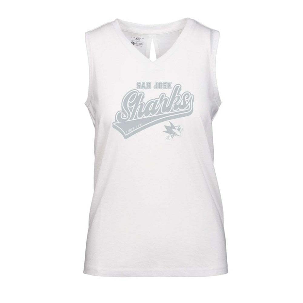 San Jose Sharks Levelwear Women's Paisley Sweep V-Neck Tank Top - White | NHL Lifestyle