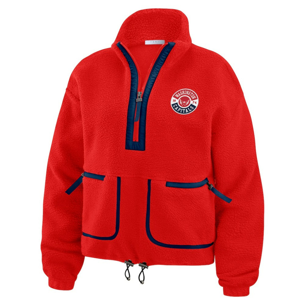 Washington Capitals WEAR by Erin Andrews Women's Polar Fleece Half-Zip Jacket - Red | NHL discount