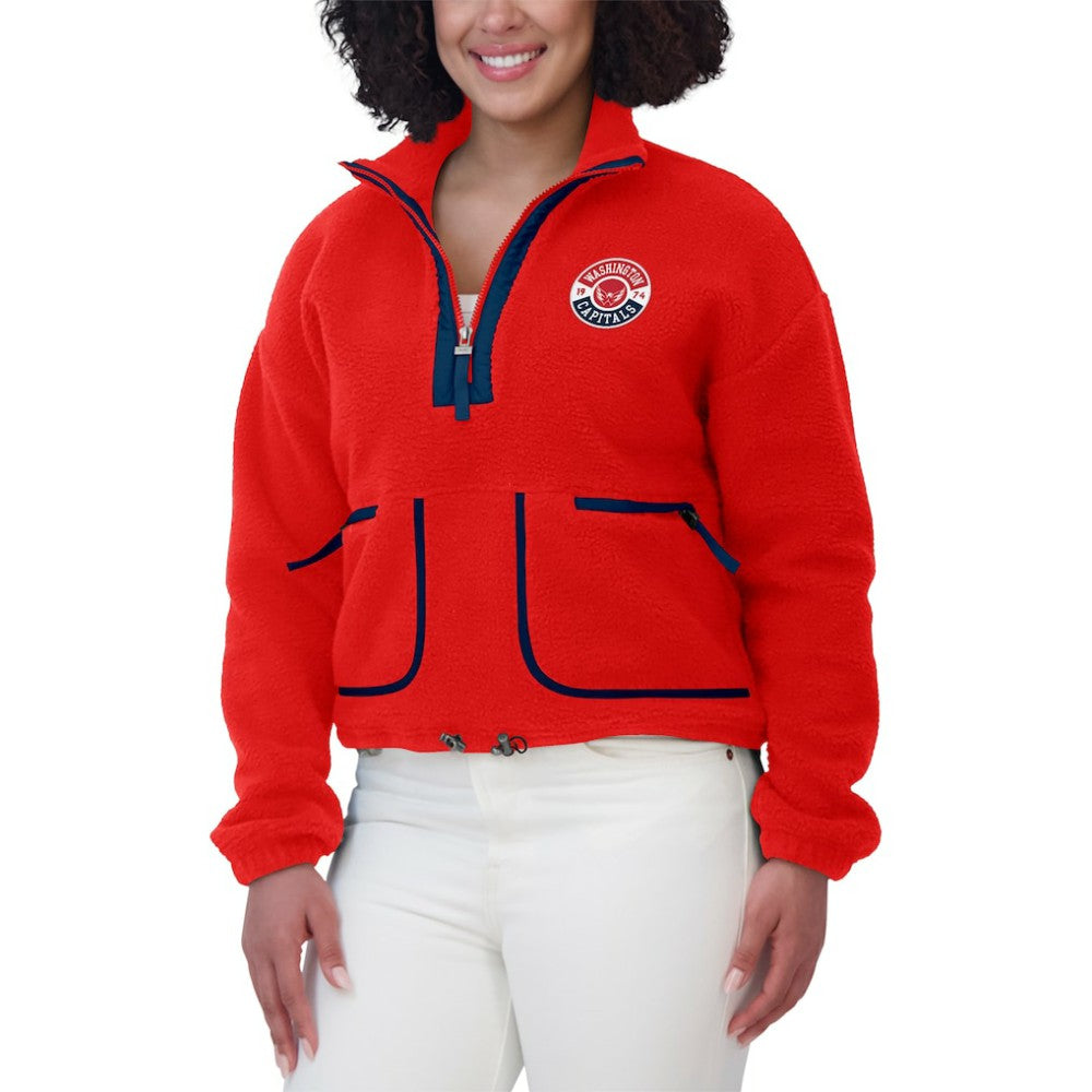 Washington Capitals WEAR by Erin Andrews Women's Polar Fleece Half-Zip Jacket - Red | NHL discount