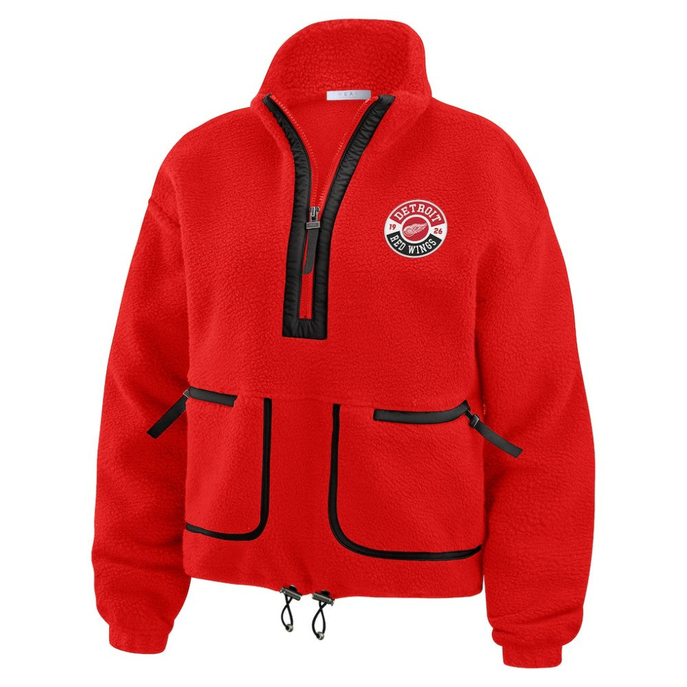 Detroit Red Wings WEAR by Erin Andrews Women's Polar Fleece Half-Zip Jacket - Red | NHL Clearance