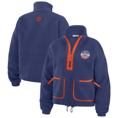 Edmonton Oilers WEAR by Erin Andrews Women's Polar Fleece Half-Zip Jacket - Royal | NHL Lifestyle