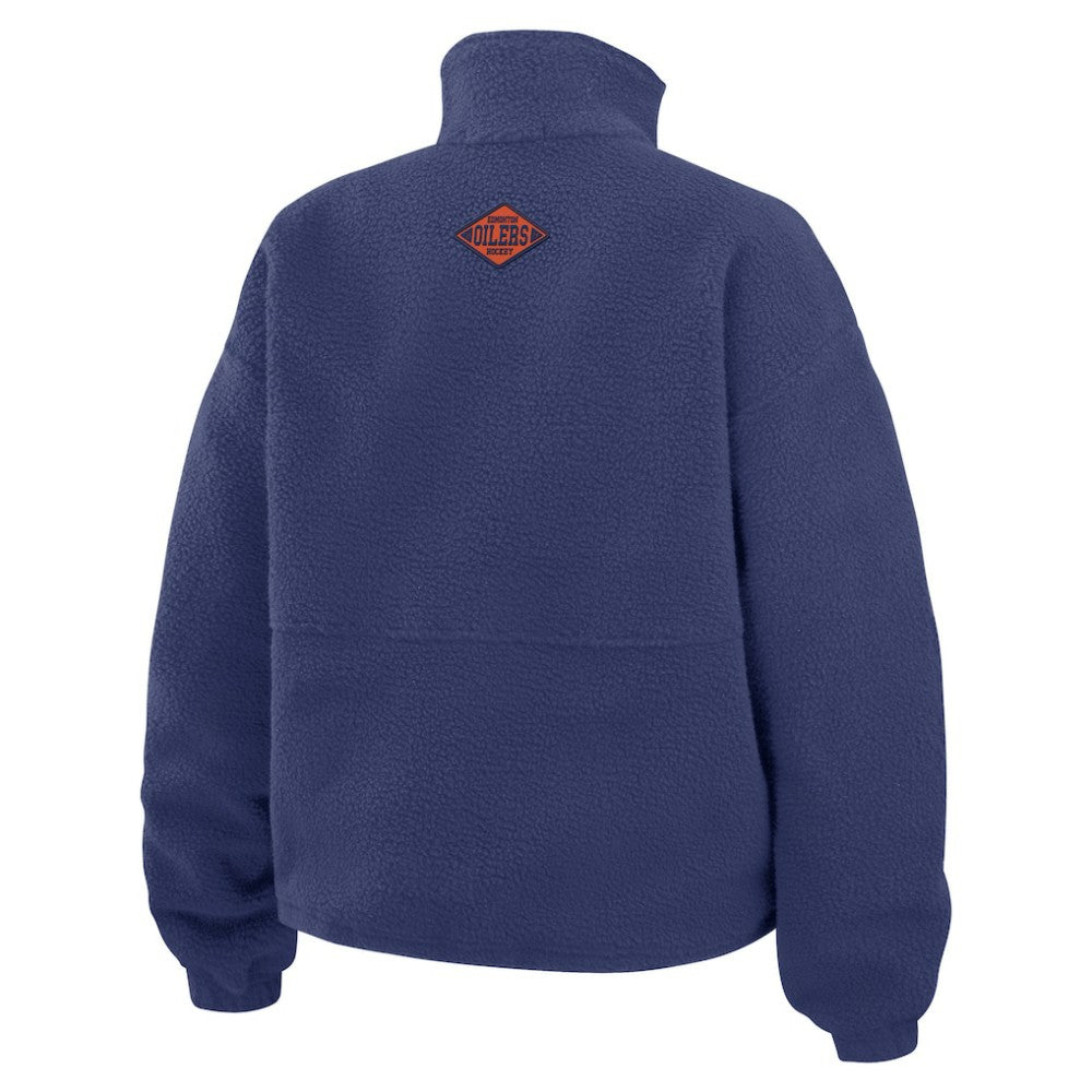 Edmonton Oilers WEAR by Erin Andrews Women's Polar Fleece Half-Zip Jacket - Royal | NHL Lifestyle