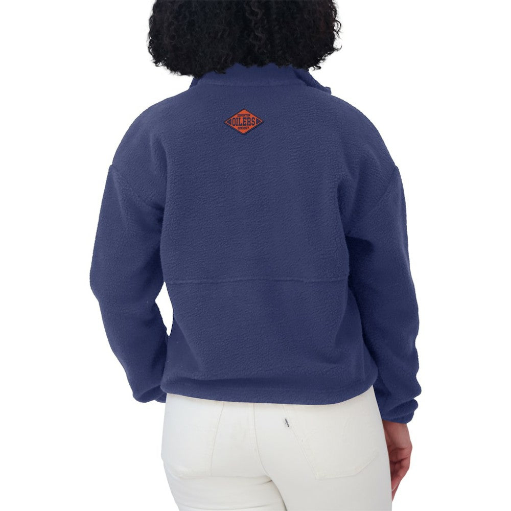Edmonton Oilers WEAR by Erin Andrews Women's Polar Fleece Half-Zip Jacket - Royal | NHL Lifestyle