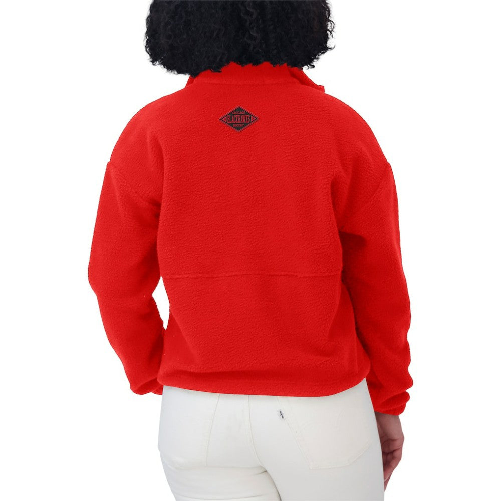 Chicago Blackhawks WEAR by Erin Andrews Women's Polar Fleece Half-Zip Jacket - Red | NHL near me