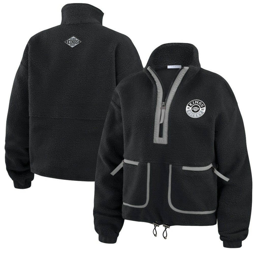 Los Angeles Kings WEAR by Erin Andrews Women's Polar Fleece Half-Zip Jacket - Black | NHL near me