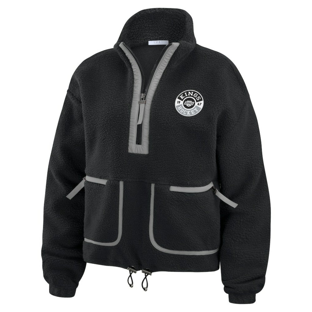 Los Angeles Kings WEAR by Erin Andrews Women's Polar Fleece Half-Zip Jacket - Black | NHL near me