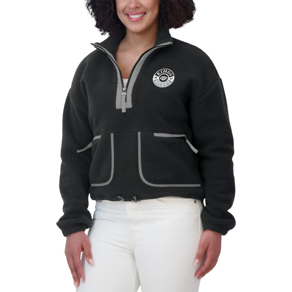 Los Angeles Kings WEAR by Erin Andrews Women's Polar Fleece Half-Zip Jacket - Black | NHL near me