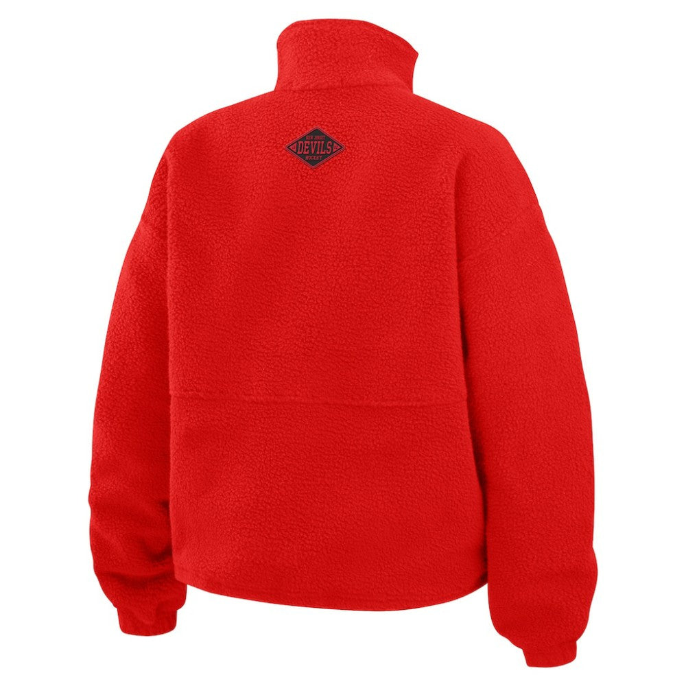 New Jersey Devils WEAR by Erin Andrews Women's Polar Fleece Half-Zip Jacket - Red | NHL Lifestyle