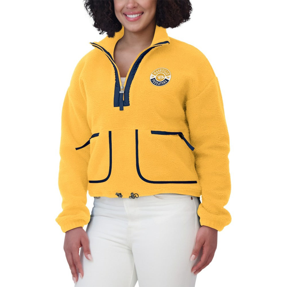Nashville Predators WEAR by Erin Andrews Women's Polar Fleece Half-Zip Jacket - Gold | NHL online