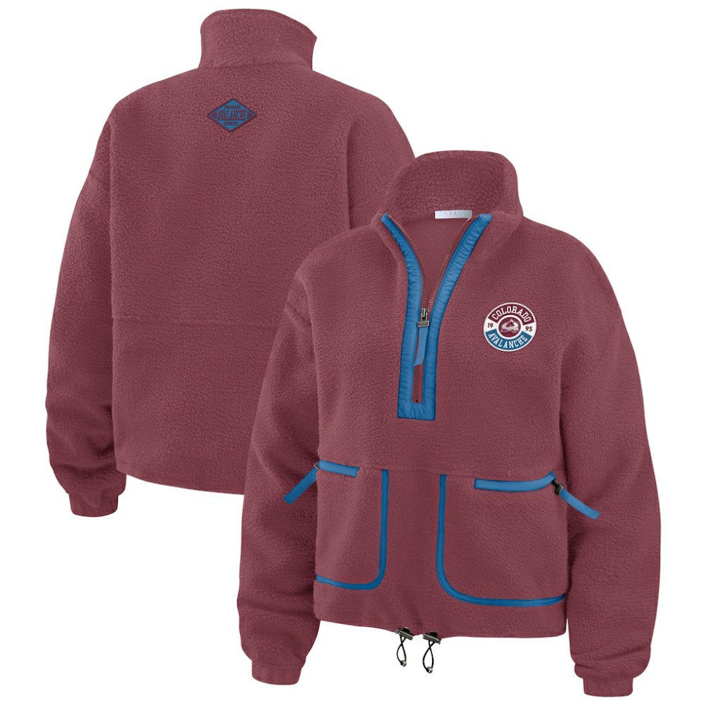 Colorado Avalanche WEAR by Erin Andrews Women's Polar Fleece Half-Zip Jacket - Burgundy | NHL on sale