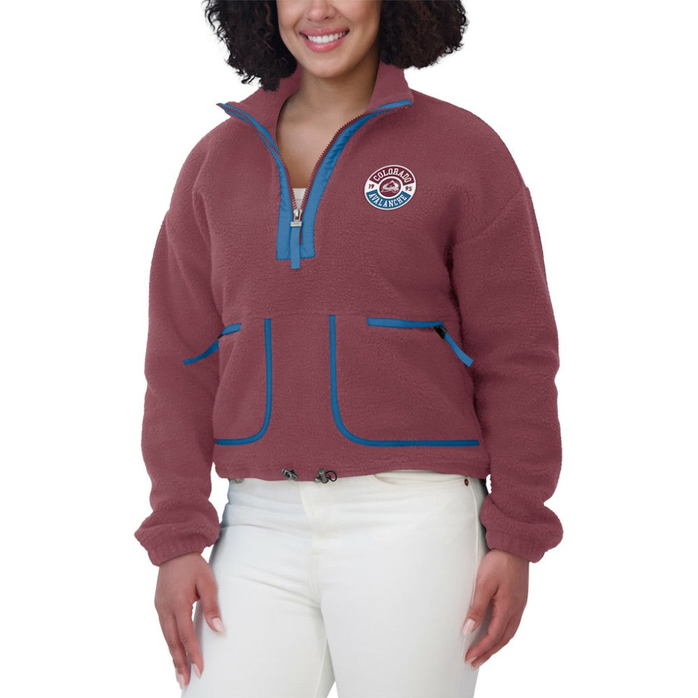 Colorado Avalanche WEAR by Erin Andrews Women's Polar Fleece Half-Zip Jacket - Burgundy | NHL on sale