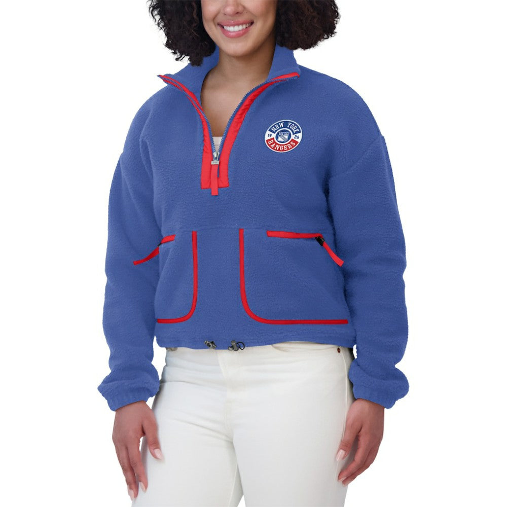 New York Rangers WEAR by Erin Andrews Women's Polar Fleece Half-Zip Jacket - Blue | NHL on sale