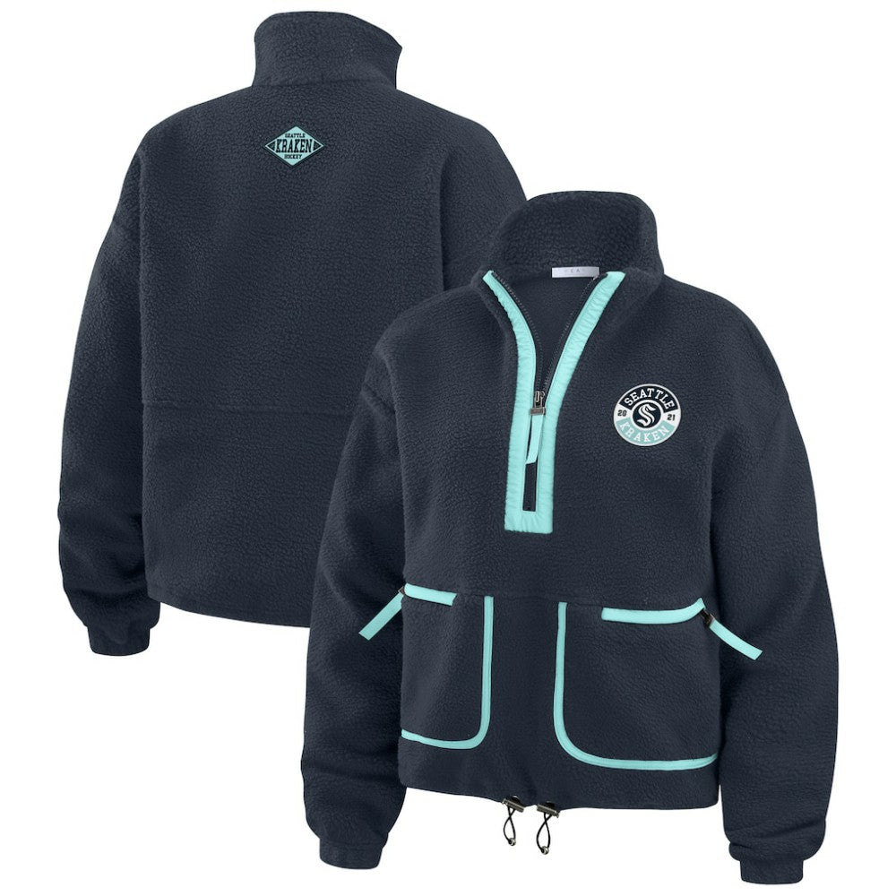 Seattle Kraken WEAR by Erin Andrews Women's Polar Fleece Half-Zip Jacket - Deep Sea Blue | NHL sale