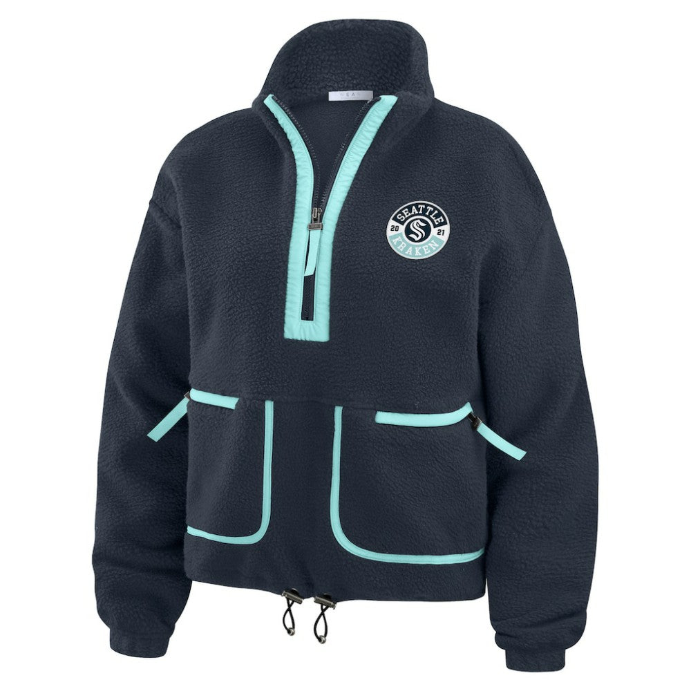 Seattle Kraken WEAR by Erin Andrews Women's Polar Fleece Half-Zip Jacket - Deep Sea Blue | NHL sale