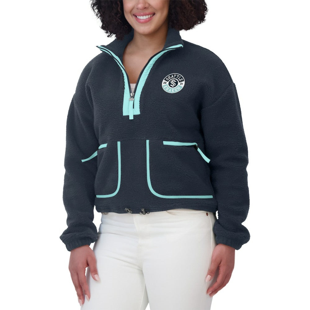 Seattle Kraken WEAR by Erin Andrews Women's Polar Fleece Half-Zip Jacket - Deep Sea Blue | NHL sale