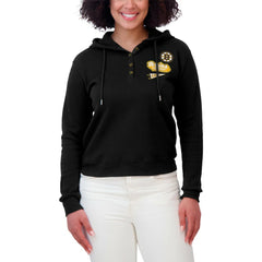 Boston Bruins WEAR by Erin Andrews Women's Waffle-Knit Pullover Hoodie - Black | NHL online