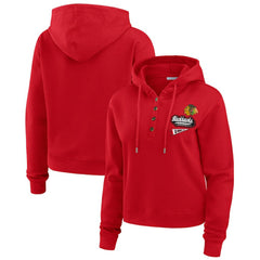 Chicago Blackhawks WEAR by Erin Andrews Women's Waffle-Knit Pullover Hoodie - Red | NHL on sale
