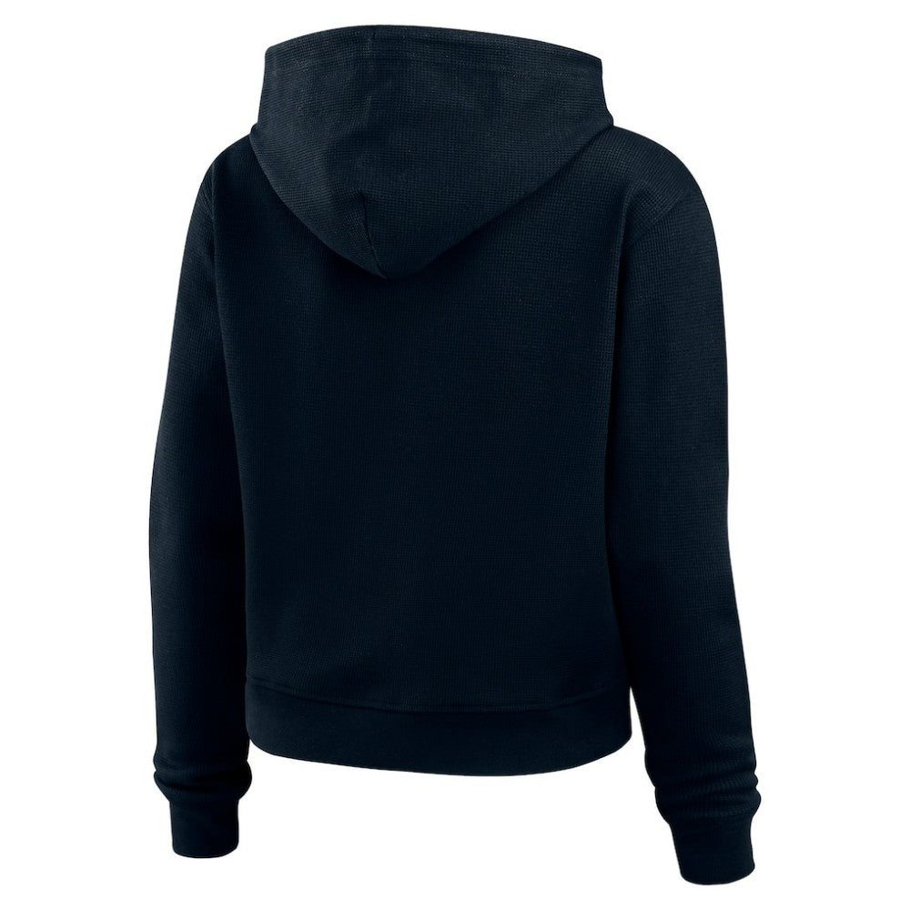 Seattle Kraken WEAR by Erin Andrews Women's Waffle-Knit Pullover Hoodie - Deep Sea Blue | NHL near me