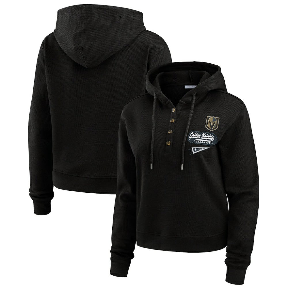 Vegas Golden Knights WEAR by Erin Andrews Women's Waffle-Knit Pullover Hoodie - Black | NHL near me
