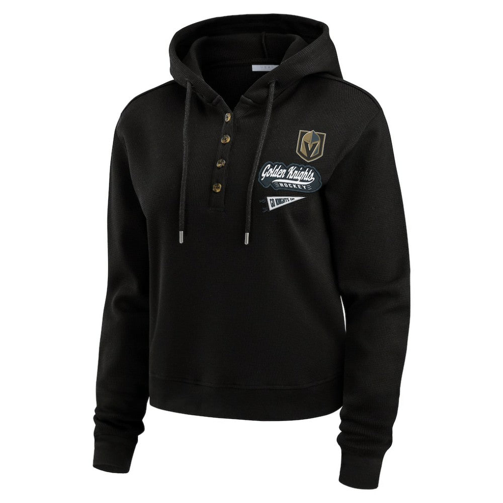 Vegas Golden Knights WEAR by Erin Andrews Women's Waffle-Knit Pullover Hoodie - Black | NHL near me