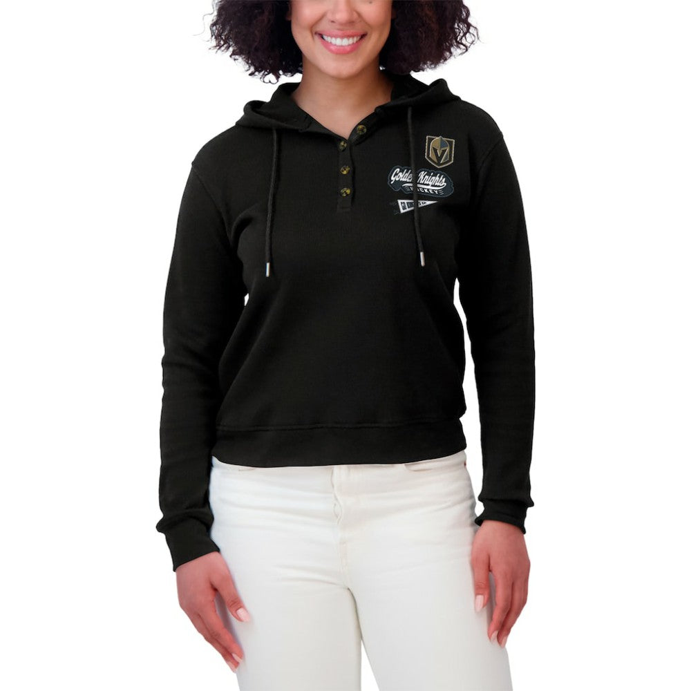 Vegas Golden Knights WEAR by Erin Andrews Women's Waffle-Knit Pullover Hoodie - Black | NHL near me
