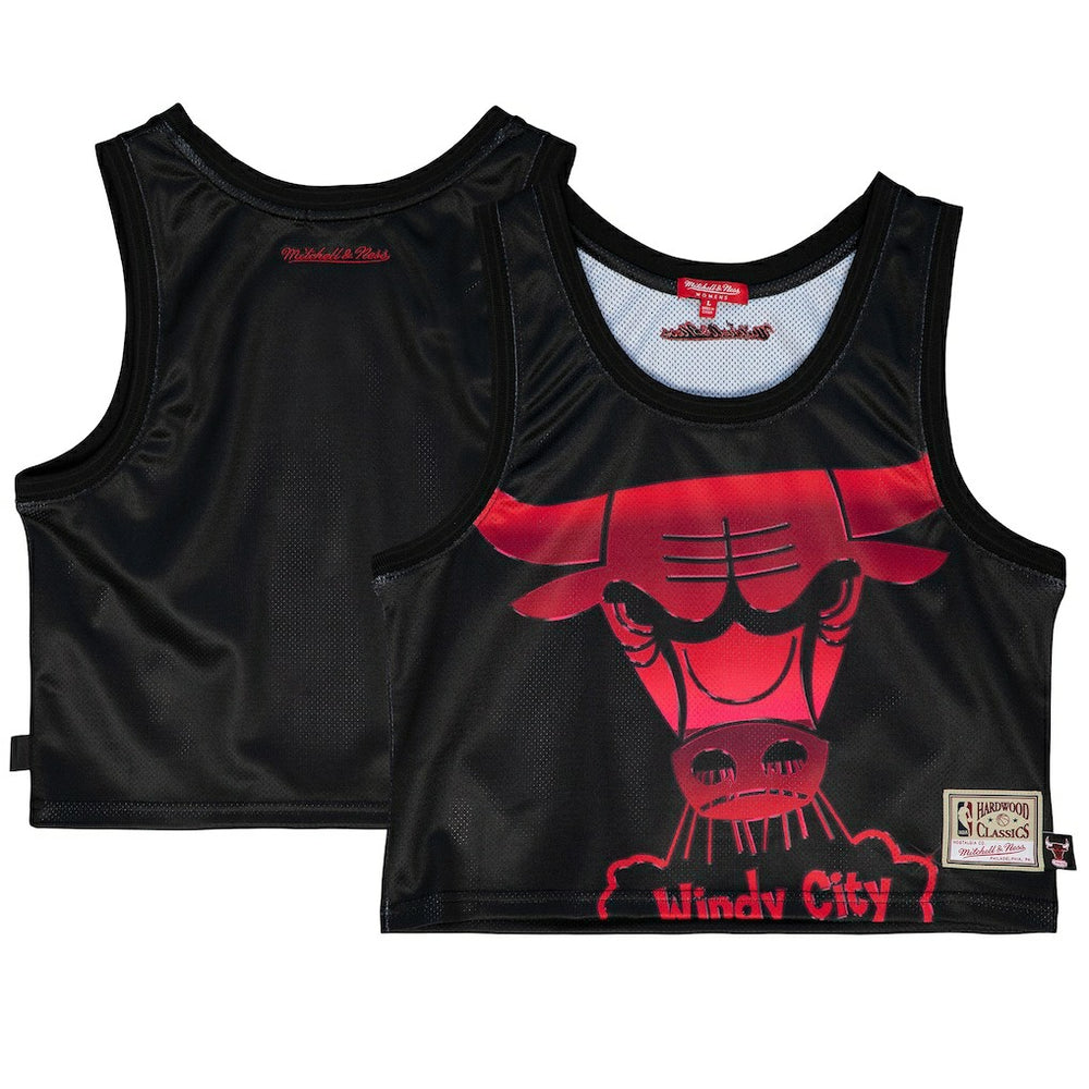 Mitchell & Ness Chicago Bulls Women's Hardwood Classics Big Face 4.0 Cropped Tank Top Black