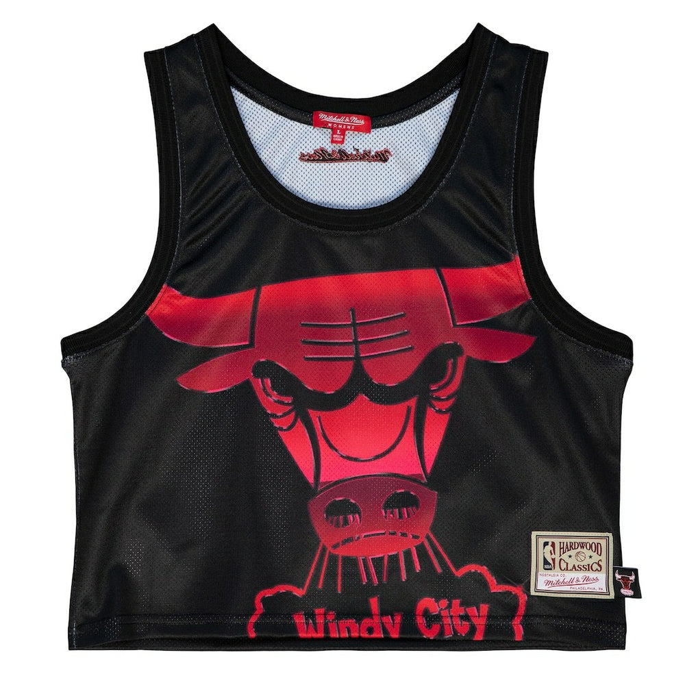 Mitchell & Ness Chicago Bulls Women's Hardwood Classics Big Face 4.0 Cropped Tank Top Black
