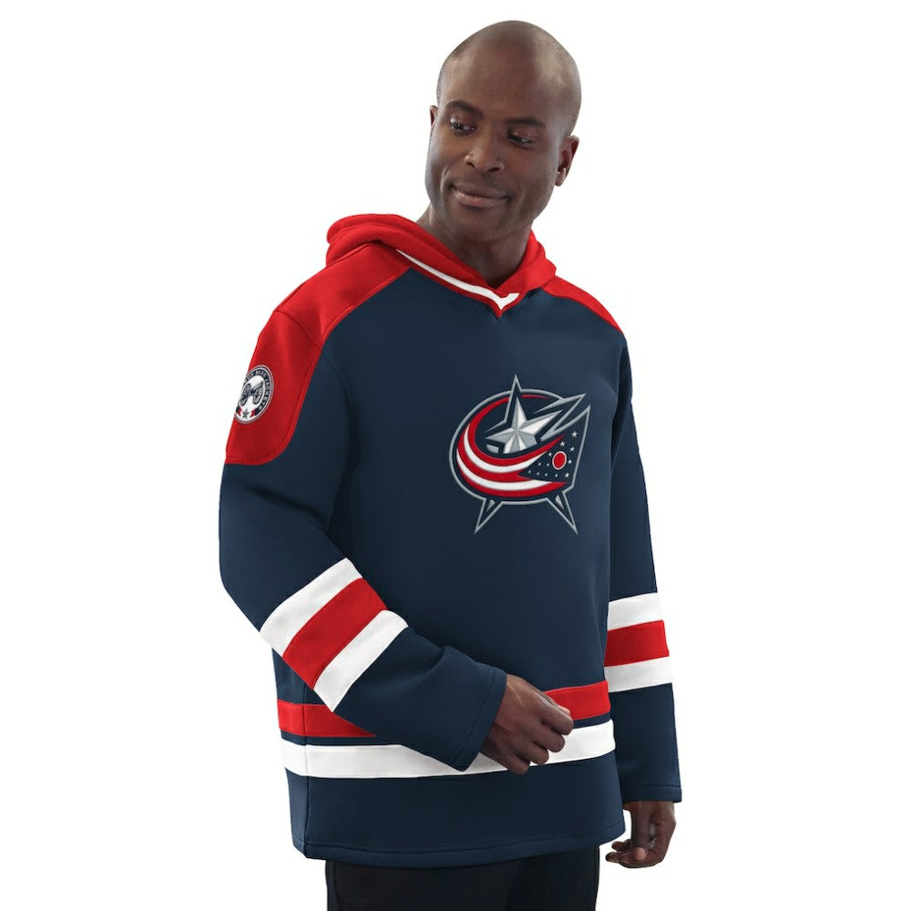 Columbus Blue Jackets Starter Hockey Pullover Hoodie - Navy/Red | NHL Clearance