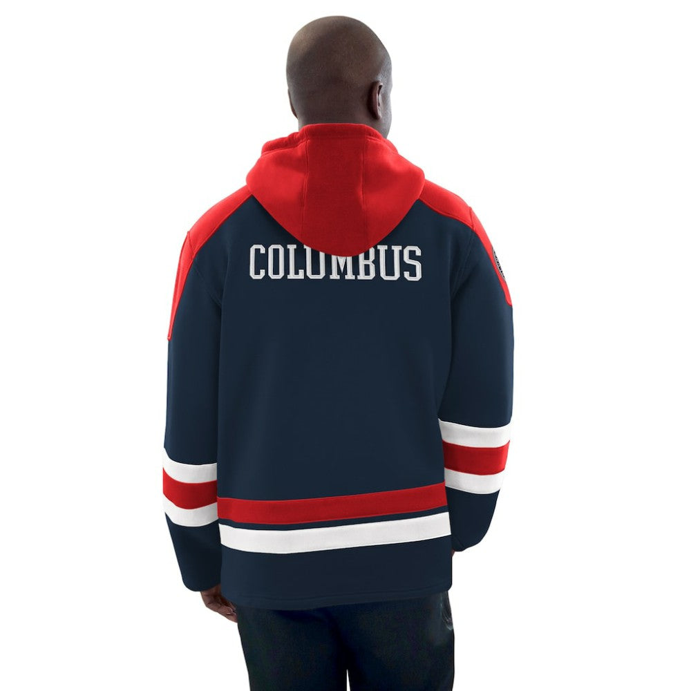 Columbus Blue Jackets Starter Hockey Pullover Hoodie - Navy/Red | NHL Clearance