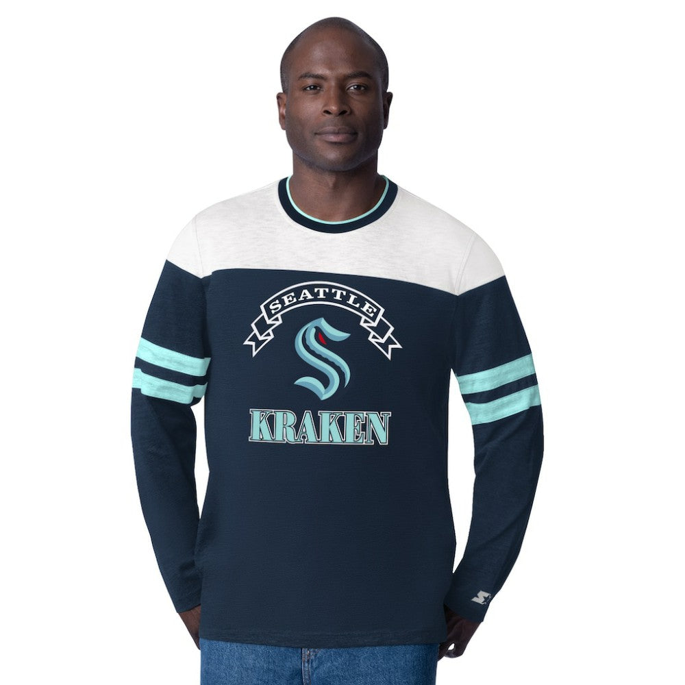 Seattle Kraken Starter Blitz Durene Long Sleeve T-Shirt - Deep Sea Blue | NHL sale