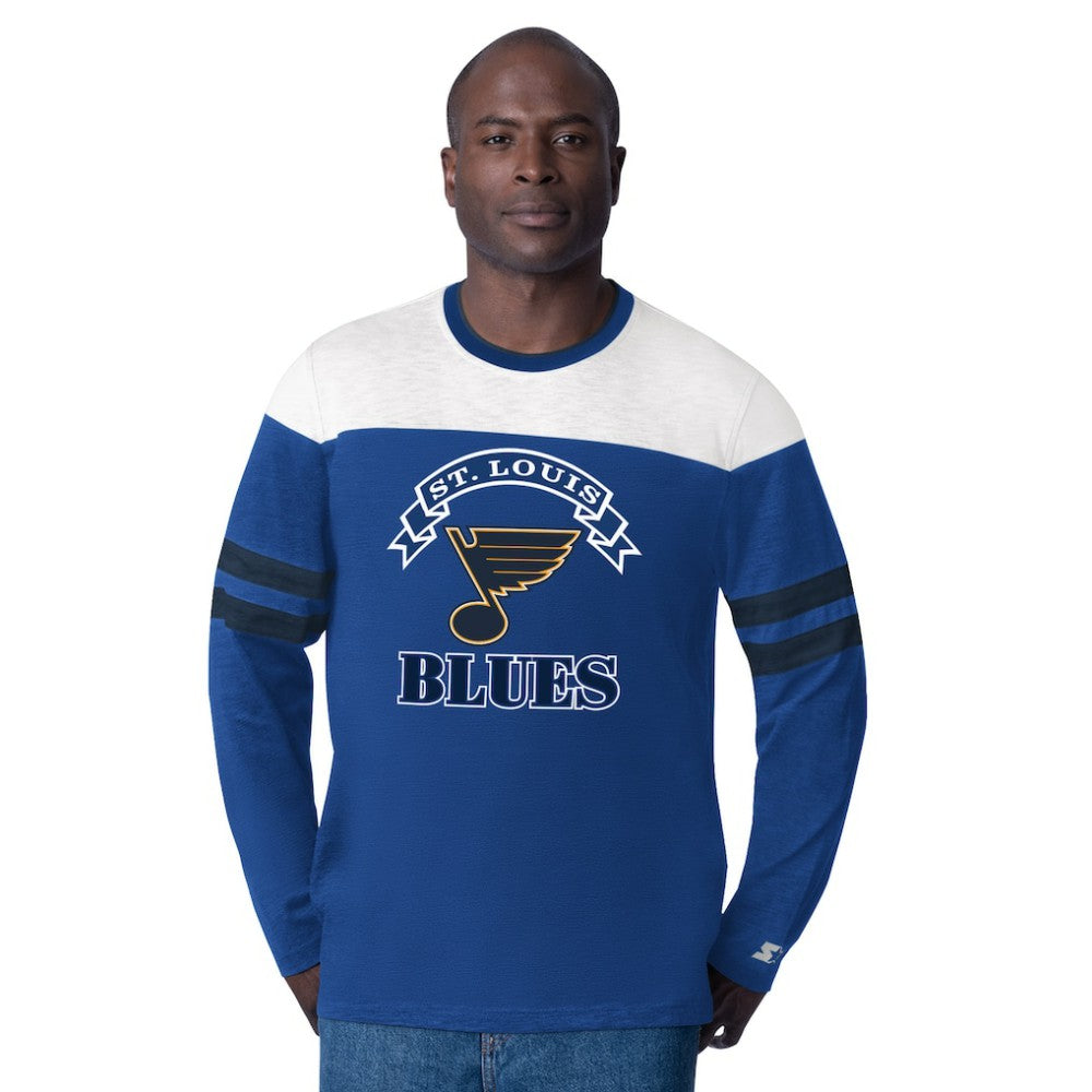 St. Louis Blues Starter Blitz Durene Long Sleeve T-Shirt - Blue | NHL Clearance