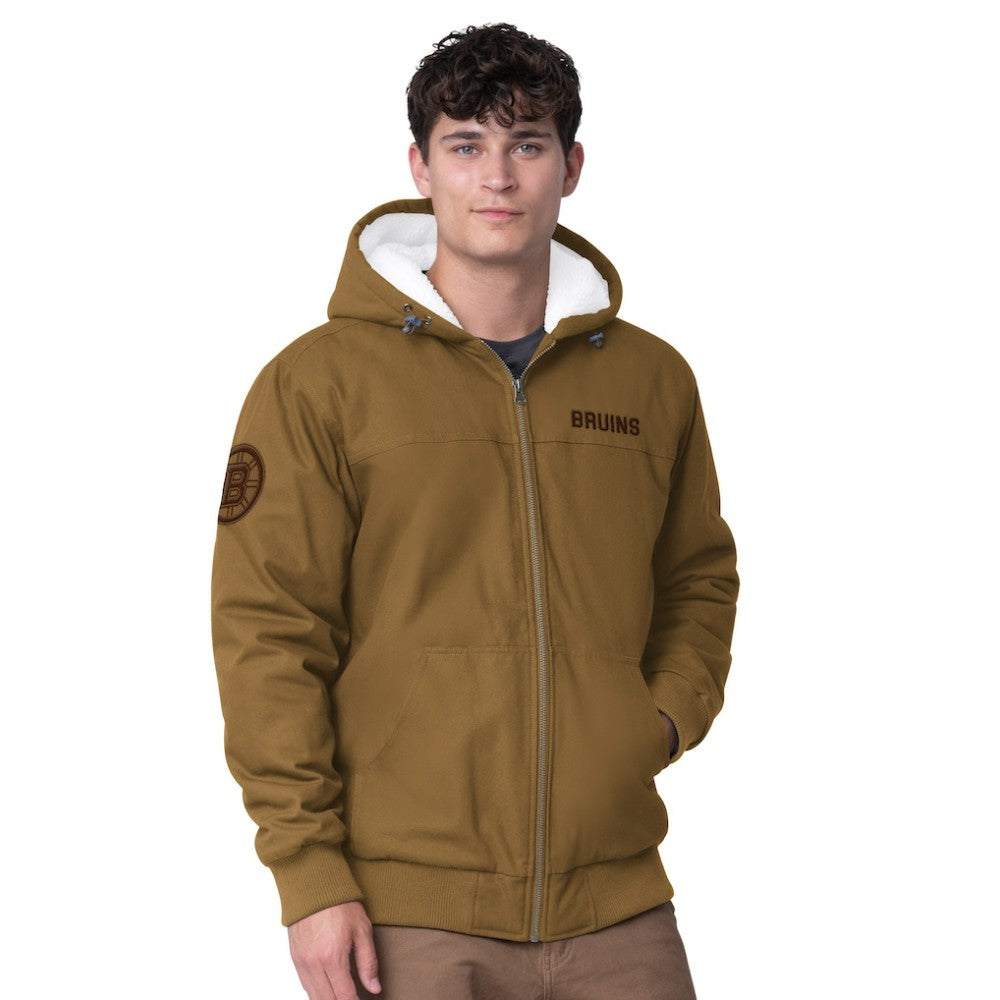 Boston Bruins G-III Sports by Carl Banks Build Up Full-Zip Hoodie Jacket - Tan | NHL discount