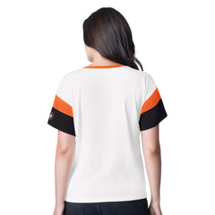 Philadelphia Flyers G-III 4Her by Carl Banks Women's Rink Oversized Rhinestone V-Neck T-Shirt - White | NHL Lifestyle