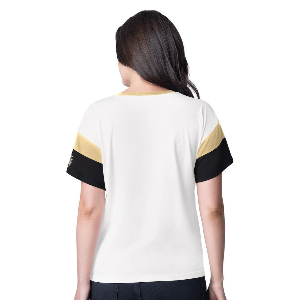 Vegas Golden Knights G-III 4Her by Carl Banks Women's Rink Oversized Rhinestone V-Neck T-Shirt - White | NHL online