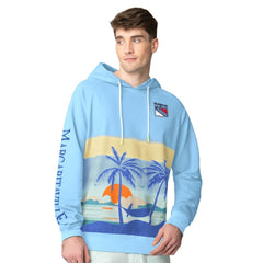 New York Rangers Margaritaville Island Dream Peached Pullover Hoodie - Blue | NHL Lifestyle