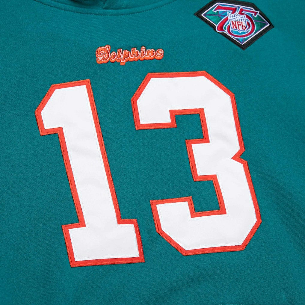 Dan Marino Miami Dolphins Retired Player Name & Number Pullover Hoodie - Aqua - Mitchell & Ness