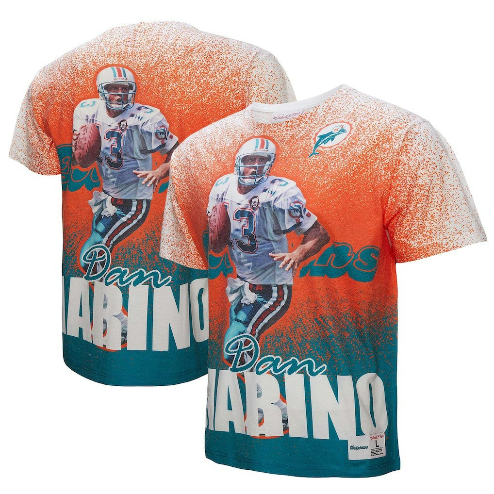 Dan Marino Miami Dolphins Burst Retired Player T-Shirt - White - Mitchell & Ness
