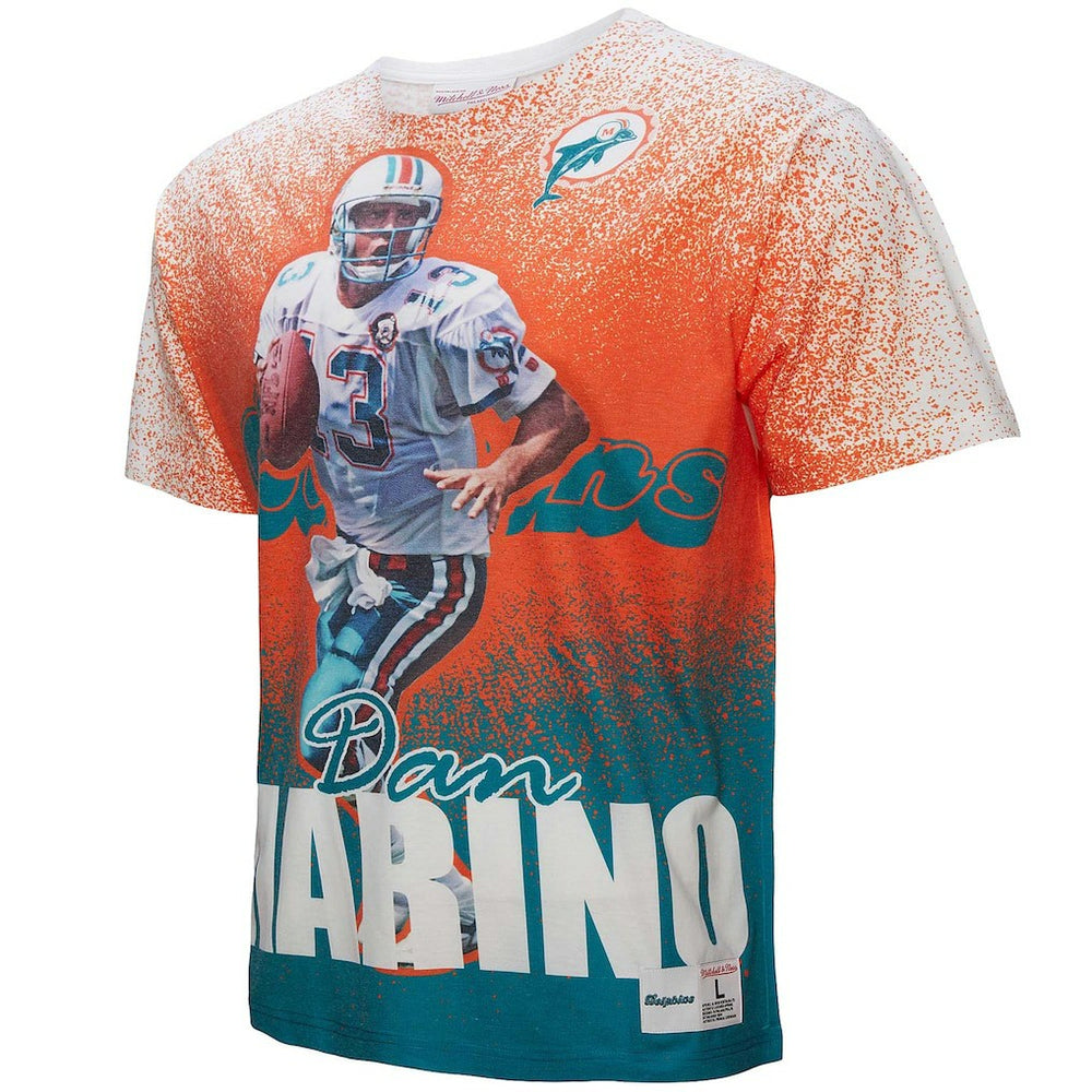 Dan Marino Miami Dolphins Burst Retired Player T-Shirt - White - Mitchell & Ness