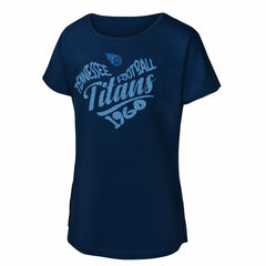 Tennessee Titans Girls Youth Script Heart Dolman T-Shirt - Navy - NFL