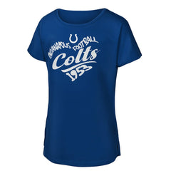 Indianapolis Colts Girls Youth Script Heart Dolman T-Shirt - Royal - NFL