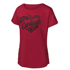 Arizona Cardinals Girls Youth Script Heart Dolman T-Shirt - Cardinal - NFL
