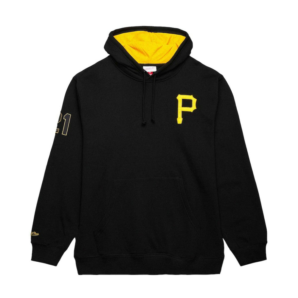 Roberto Clemente Pittsburgh Pirates Mitchell & Ness Vintage Logo Name & Number Pullover Hoodie Outlet