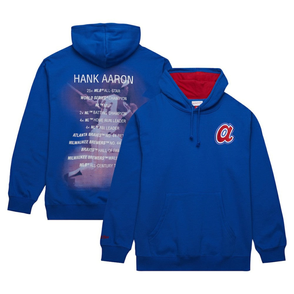 Hank Aaron Atlanta Braves Mitchell & Ness Vintage Logo Name & Number Pullover Hoodie Sale
