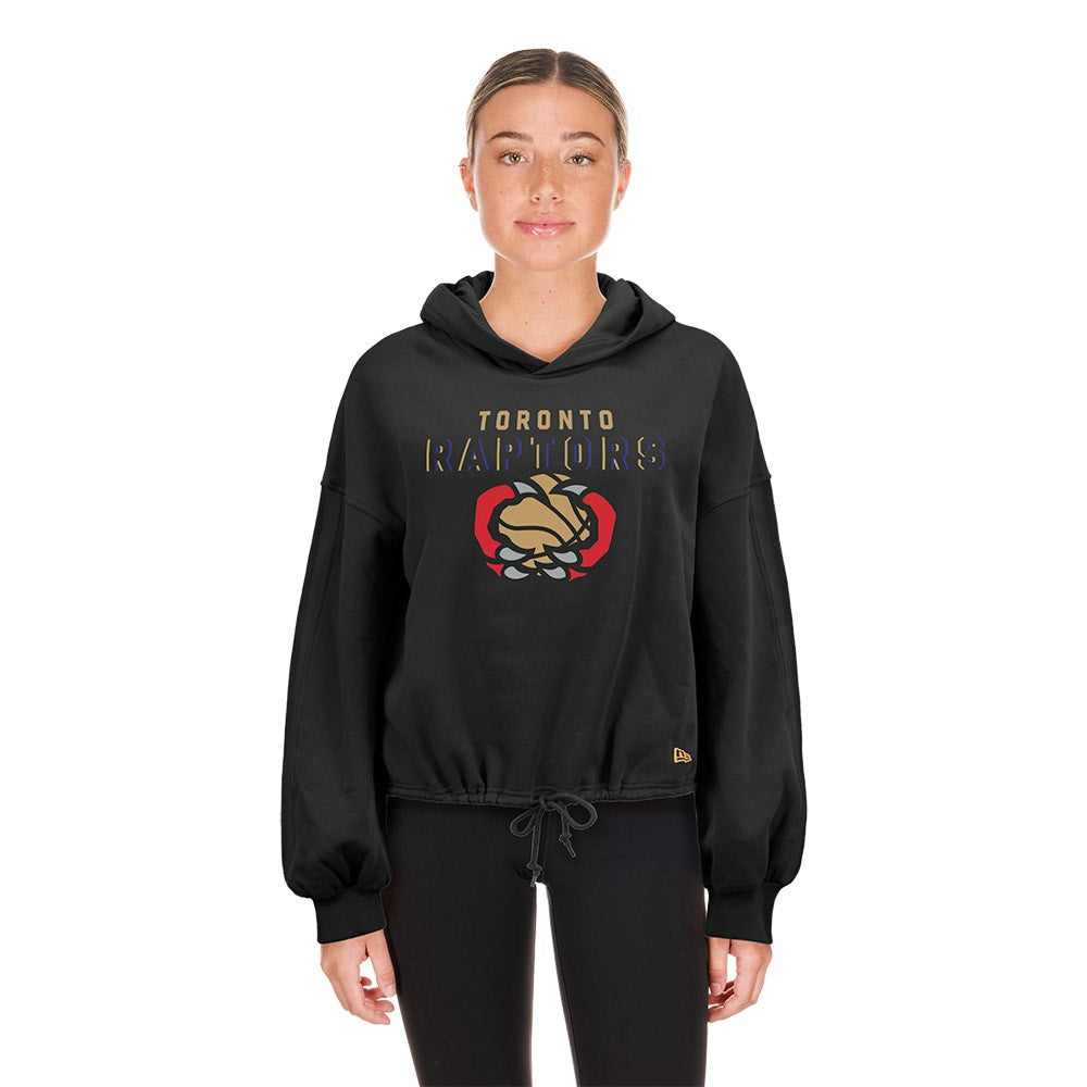 New Era Toronto Raptors Women's 2024/25 City Edition Cropped Pullover Hoodie Black