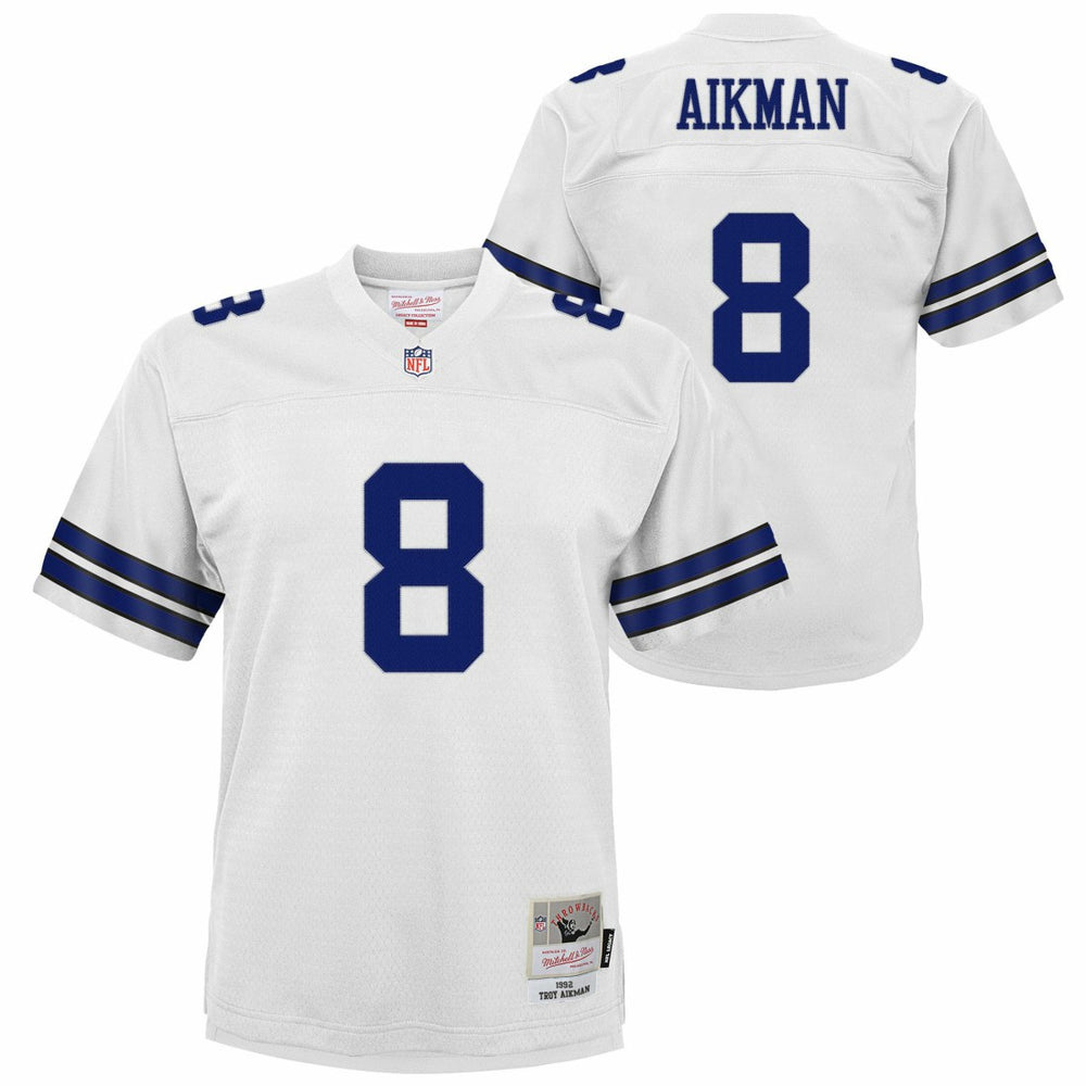 Troy Aikman Dallas Cowboys Youth 1992 Legacy Jersey - White - Mitchell & Ness